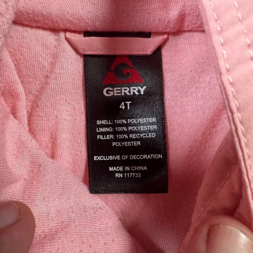 Gerry Puffer Jacket Toddler Girls 4T Pink Excellent Hooded Quilted Zip Up